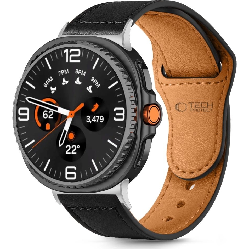Pasek Tech Protect Leatherfit do Galaxy Watch 8 40 mm / 44 mm / 8 Classic 46 mm, czarny